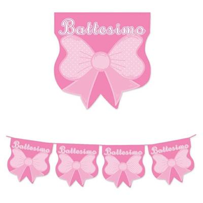FESTONE SAGOMATO IN PLASTICA BATTESIMO BABY ROSA