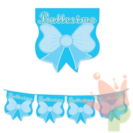 FESTONE SAGOMATO IN PLASTICA BATTESIMO BABY CELESTE