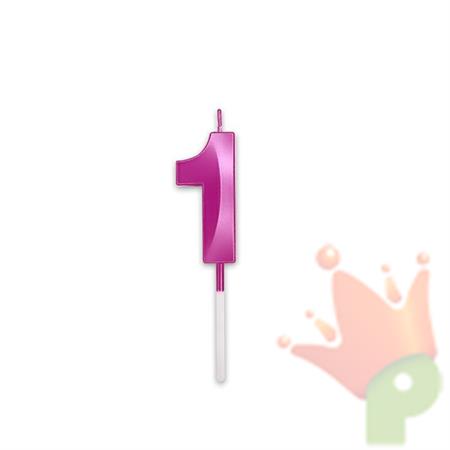 CANDELINA NUMERO 1 PRESTIGE FUCSIA METAL 9CM