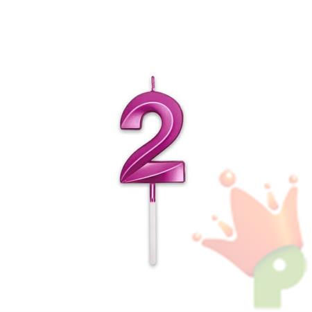 CANDELINA NUMERO 2 PRESTIGE FUCSIA METAL 9CM