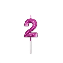 CANDELINA NUMERO 2 PRESTIGE FUCSIA METAL 9CM
