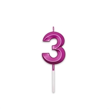 CANDELINA NUMERO 3 PRESTIGE FUCSIA METAL 9CM