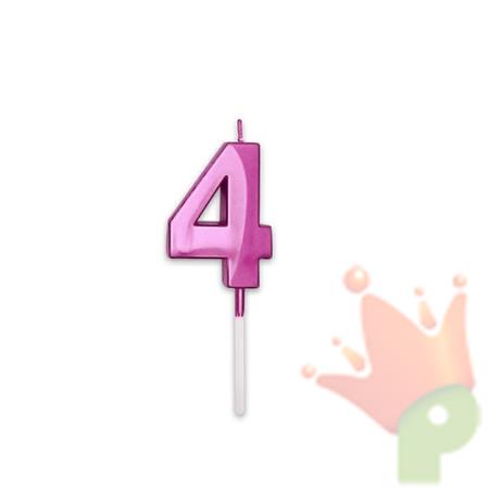 CANDELINA NUMERO 4 PRESTIGE FUCSIA METAL 9CM