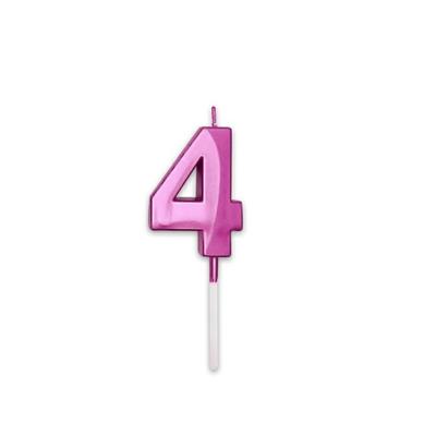 CANDELINA NUMERO 4 PRESTIGE FUCSIA METAL 9CM