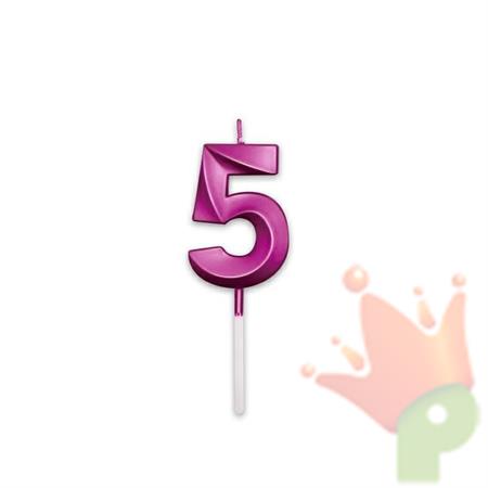 CANDELINA NUMERO 5 PRESTIGE FUCSIA METAL 9CM