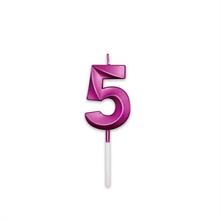 CANDELINA NUMERO 5 PRESTIGE FUCSIA METAL 9CM