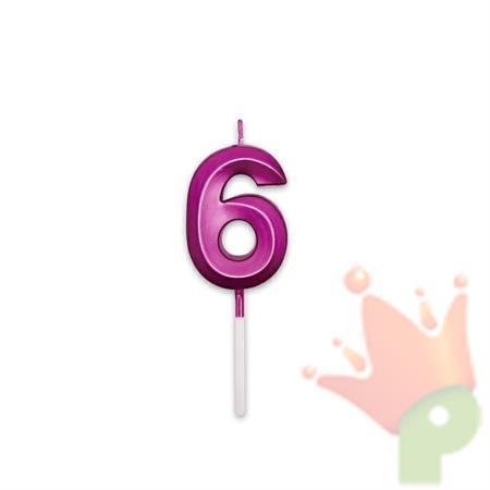 CANDELINA NUMERO 6 PRESTIGE FUCSIA METAL 9CM