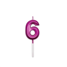 CANDELINA NUMERO 6 PRESTIGE FUCSIA METAL 9CM