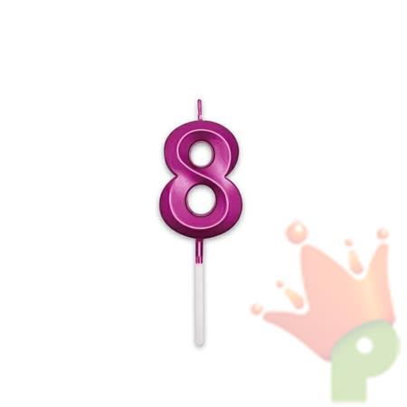 CANDELINA NUMERO 8 PRESTIGE FUCSIA METAL 9CM