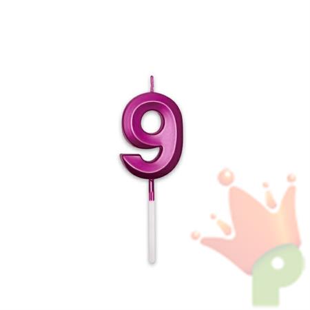 CANDELINA NUMERO 9 PRESTIGE FUCSIA METAL 9CM