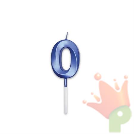 CANDELINA NUMERO 0 PRESTIGE BLU METAL 9CM