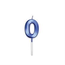 CANDELINA NUMERO 0 PRESTIGE BLU METAL 9CM