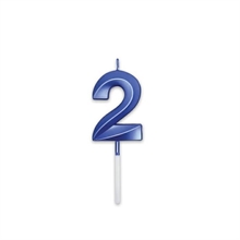 CANDELINA NUMERO 2 PRESTIGE BLU METAL 9CM