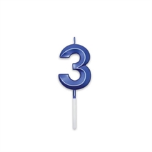 CANDELINA NUMERO 3 PRESTIGE BLU METAL 9CM