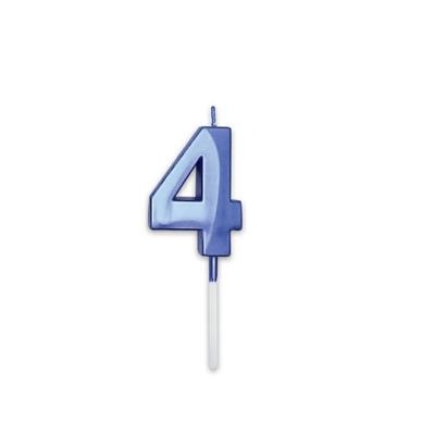 CANDELINA NUMERO 4 PRESTIGE BLU METAL 9CM