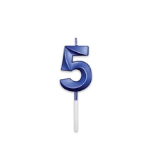CANDELINA NUMERO 5 PRESTIGE BLU METAL 9CM