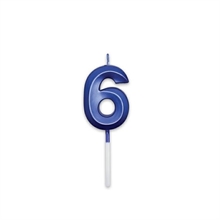 CANDELINA NUMERO 6 PRESTIGE BLU METAL 9CM