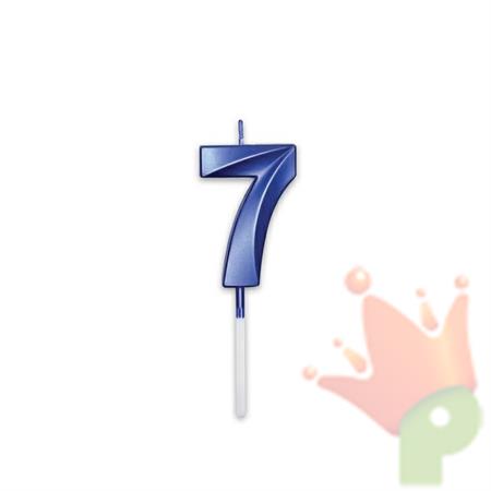 CANDELINA NUMERO 7 PRESTIGE BLU METAL 9CM