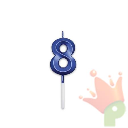 CANDELINA NUMERO 8 PRESTIGE BLU METAL 9CM