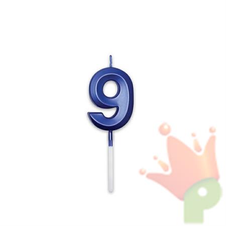 CANDELINA NUMERO 9 PRESTIGE BLU METAL 9CM