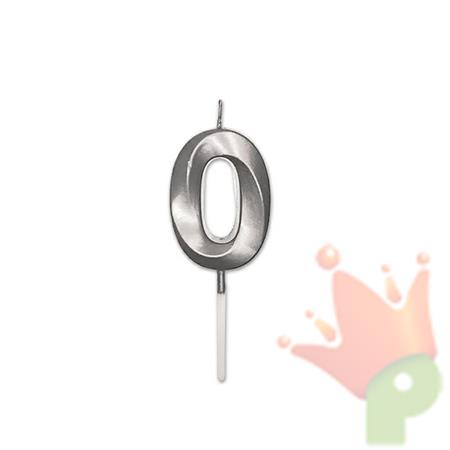 CANDELINA NUMERO 0 PRESTIGE ARGENTO METAL 9CM