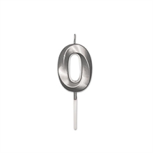 CANDELINA NUMERO 0 PRESTIGE ARGENTO METAL 9CM