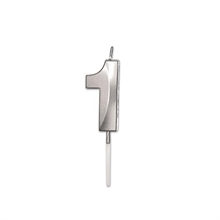 CANDELINA NUMERO 1 PRESTIGE ARGENTO METAL 9CM