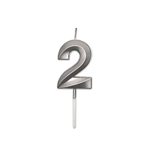 CANDELINA NUMERO 2 PRESTIGE ARGENTO METAL 9CM