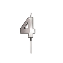 CANDELINA NUMERO 4 PRESTIGE ARGENTO METAL 9CM