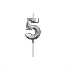 CANDELINA NUMERO 5 PRESTIGE ARGENTO METAL 9CM