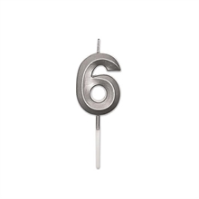 CANDELINA NUMERO 6 PRESTIGE ARGENTO METAL 9CM