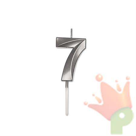 CANDELINA NUMERO 7 PRESTIGE ARGENTO METAL 9CM