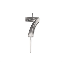 CANDELINA NUMERO 7 PRESTIGE ARGENTO METAL 9CM