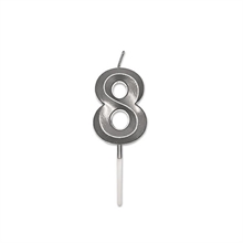 CANDELINA NUMERO 8 PRESTIGE ARGENTO METAL 9CM