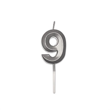 CANDELINA NUMERO 9 PRESTIGE ARGENTO METAL 9CM