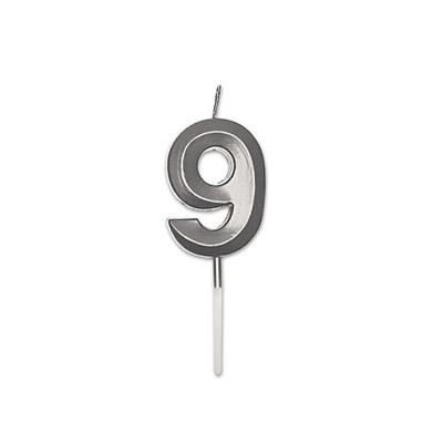 CANDELINA NUMERO 9 PRESTIGE ARGENTO METAL 9CM