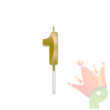CANDELINA NUMERO 1 PRESTIGE ORO METAL 9CM