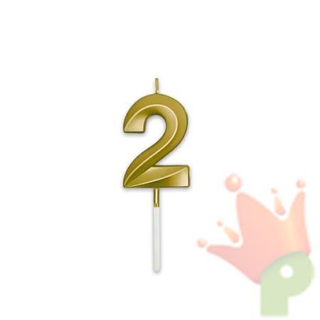CANDELINA NUMERO 2 PRESTIGE ORO METAL 9CM