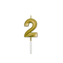 CANDELINA NUMERO 2 PRESTIGE ORO METAL 9CM
