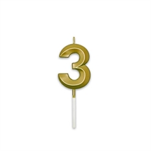 CANDELINA NUMERO 3 PRESTIGE ORO METAL 9CM