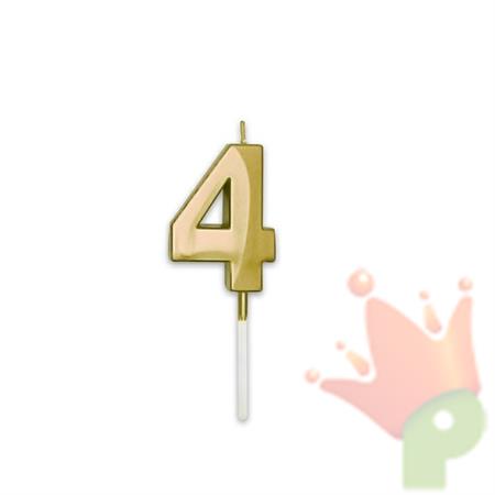 CANDELINA NUMERO 4 PRESTIGE ORO METAL 9CM