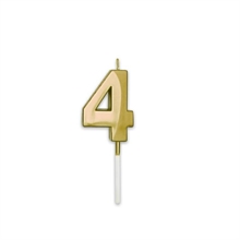 CANDELINA NUMERO 4 PRESTIGE ORO METAL 9CM