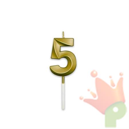 CANDELINA NUMERO 5 PRESTIGE ORO METAL 9CM