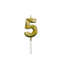 CANDELINA NUMERO 5 PRESTIGE ORO METAL 9CM