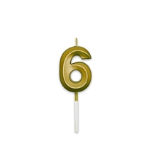 CANDELINA NUMERO 6 PRESTIGE ORO METAL 9CM