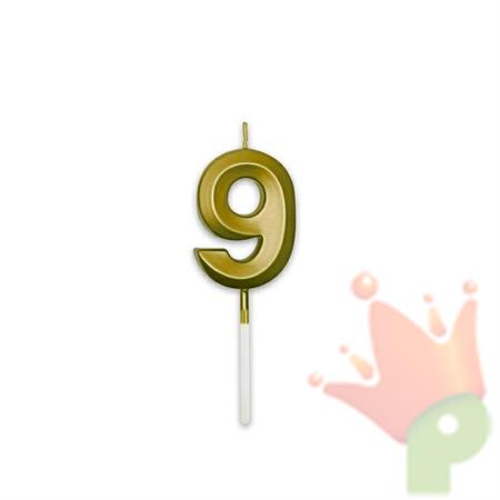 CANDELINA NUMERO 9 PRESTIGE ORO METAL 9CM
