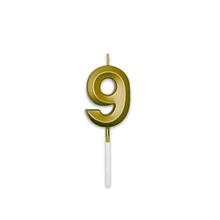 CANDELINA NUMERO 9 PRESTIGE ORO METAL 9CM