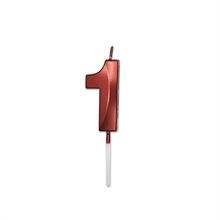 CANDELINA NUMERO 1 PRESTIGE ROSSO METAL 9CM