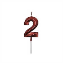 CANDELINA NUMERO 2 PRESTIGE ROSSO METAL 9CM