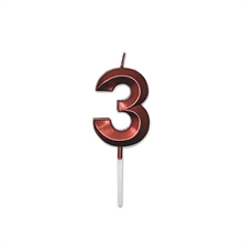 CANDELINA NUMERO 3 PRESTIGE ROSSO METAL 9CM